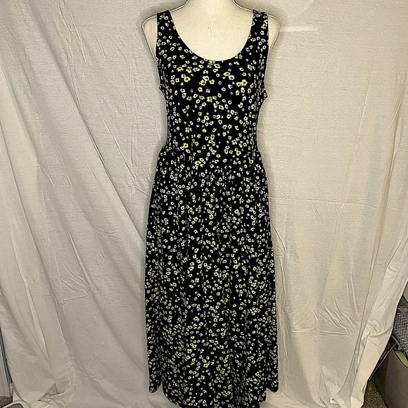 Black and Yellow Floral Cotton Dress - Picture 2 of 3